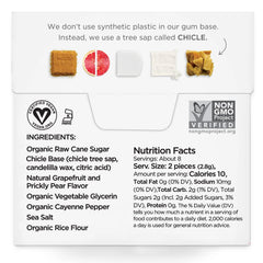 Flatlay of Simply Gum Cleanse grapefruit-prickly-pear highlights natural ingredients and citrus flavor.