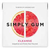 SIMPLY Gum Cleanse packaging highlights plastic-free design for eco-friendly chewing.