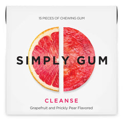 SIMPLY Gum Cleanse packaging highlights plastic-free design for eco-friendly chewing.