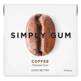 SIMPLY Gum Coffee packaging showcases a plastic-free, eco-friendly design for everyday chewing