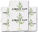 SIMPLY Gum fennel pack front shows plastic-free packaging and natural flavor.