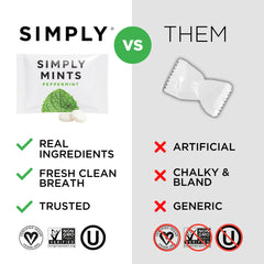 Simply Gum Peppermint Mints hospitality-friendly display for guests' fresh breath.