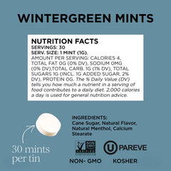 Open Simply Mints wintergreen tin reveals real wintergreen oil flavor.