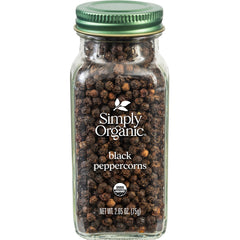 Simply Organic Black Peppercorns – whole bottle for fresh-ground flavor.