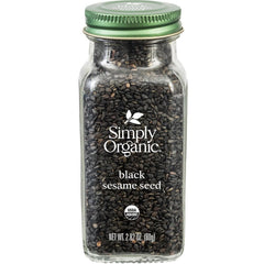 Simply Organic black whole sesame seeds in a jar add crunchy texture and rich color.