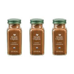 Simply Organic Ceylon cinnamon powder jar for rich baking aroma.