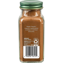 Simply Organic Ceylon cinnamon powder with spoon for sprinkling on oats.