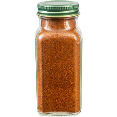 Simply Organic chili powder bottle back label highlights organic, salt-free, and Kosher certified.