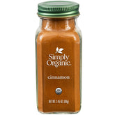 Simply Organic Cinnamon Ground bottle close-up, ideal for baking.