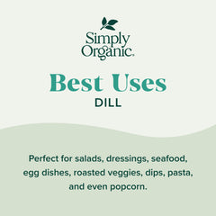 Label detail of Simply Organic dill weed on a glass jar.