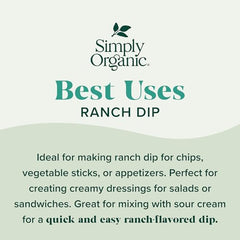 Simply Organic Ranch Dip Mix serving bowl setup ideal for parties.