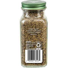 Simply Organic Ground Black Pepper top-view shows medium grind ready for seasoning.