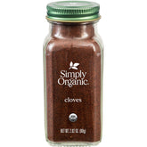 Simply Organic ground cloves jar front showing bold aroma for baking and spice blends.