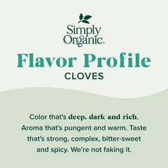 Simply Organic ground cloves spice powder closeup ready for spice blends and recipes.