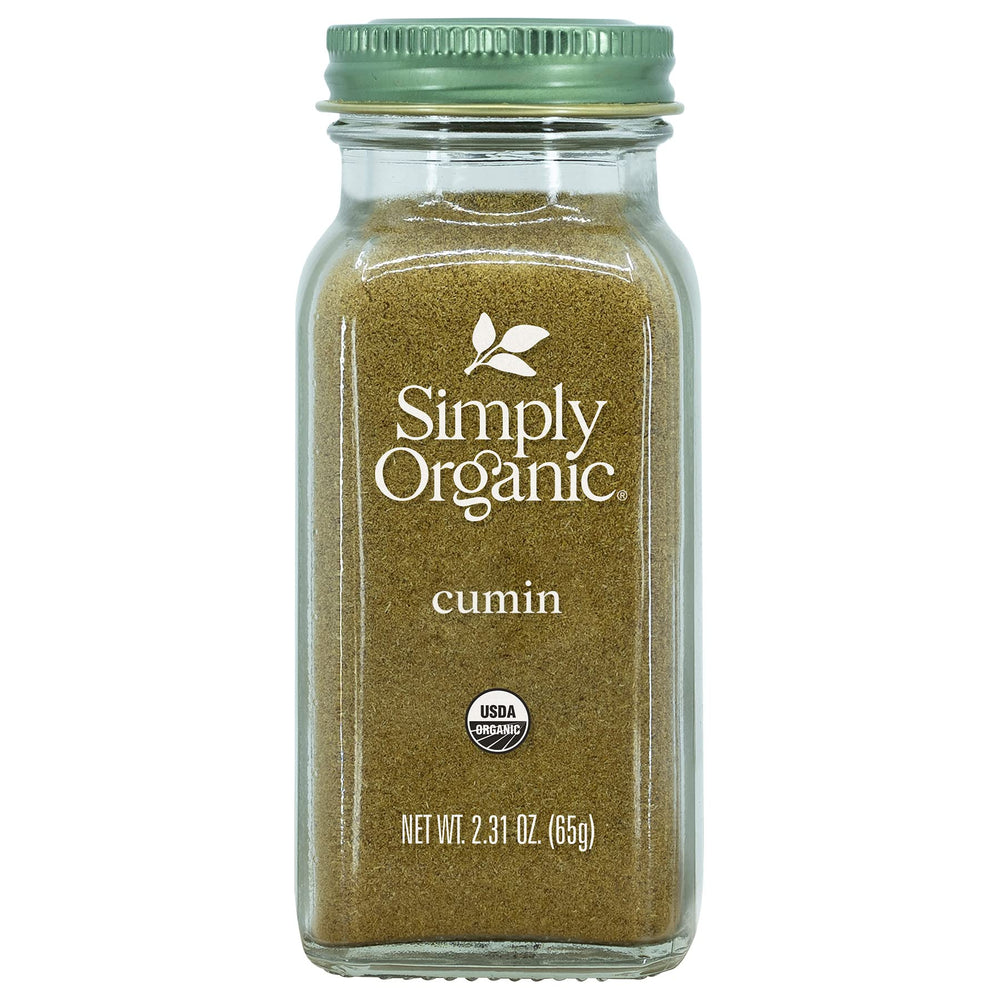 Simply Organic Ground Cumin Seed bottle highlighting organic flavor for home cooking