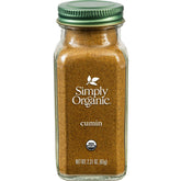 Simply Organic ground cumin seed jar with rich color and authentic aroma for cooking.