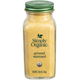 Simply Organic ground mustard seed jar highlighting organic, ready-to-use spice for sauces and dressings