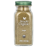 Simply Organic Ground Sage bottle pouring, aromatic spice for roasting and stuffing