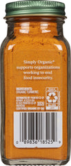 Spice shelf featuring Simply Organic turmeric among pantry staples for everyday cooking.
