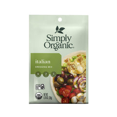 Simply Organic Italian dressing mix pouch on wood surface ready to flavor salads