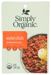 Simply Organic Organic Mild Chili Seasoning front-label jar for everyday cooking