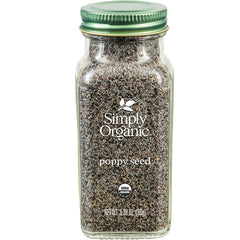 Simply Organic poppy seed whole in a clear jar for baking flavor and texture