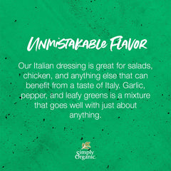 Salad with vibrant greens dressed in Simply Organic Italian mix