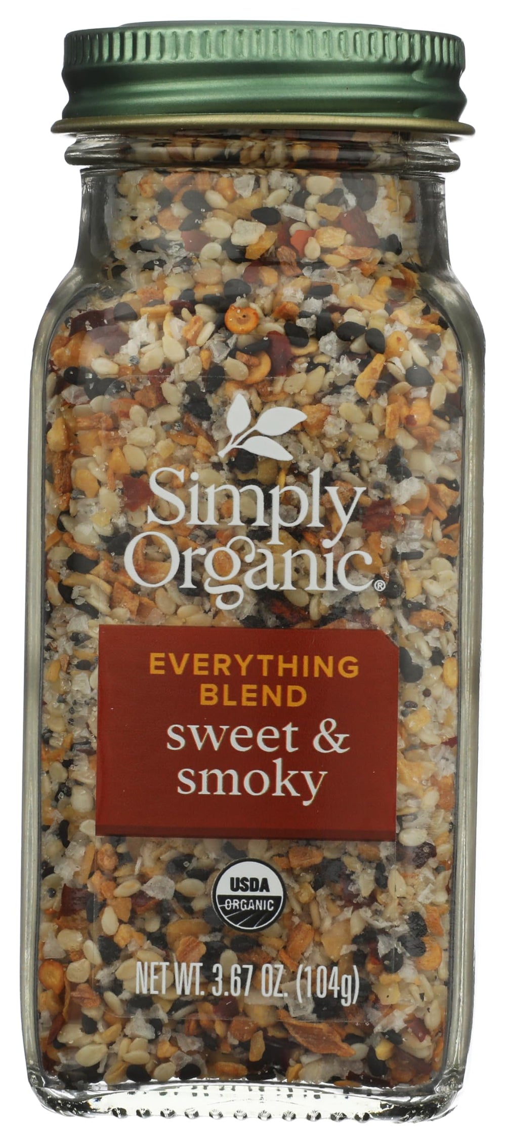 Simply Organic Sweet Smoky Everything Seasoning bottle ready for pantry flavor.