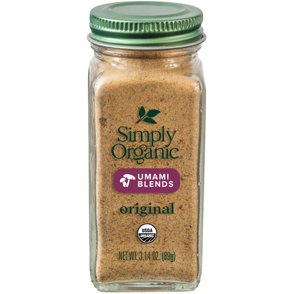 Simply Organic Original Umami Blend bottle front with rich savory seasoning