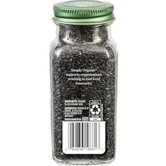 Simply Organic black sesame seeds in a pile ready to toast for aroma.
