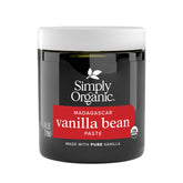 Simply Organic Vanilla Bean Paste jar front with specks for rich desserts