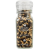 Simply Organic Whole Pepper Grinder bottle close-up ready to season meals