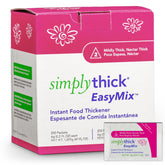 SimplyThick EasyMix bottle pour demonstrates fast thickening for nectar consistency in beverages.