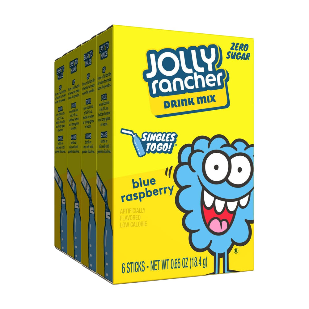 SINGLES TO GO blue raspberry packet—sugar-free flavor boost for water.