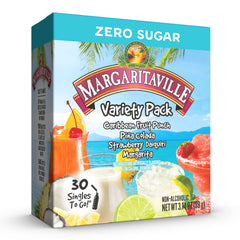 Margaritaville Singles To Go box, tropical flavors for on-the-go refreshment.