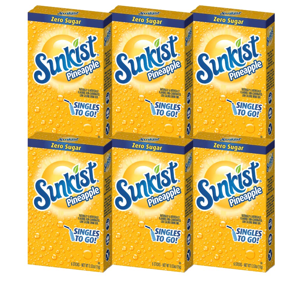 SINGLES TO GO Pineapple packets ready to flavor water on the go with zero sugar