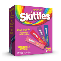 SINGLES TO GO Skittles Wild Berry sticks box for on-the-go flavor.