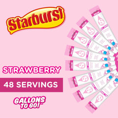 Starburst Gallons To Go box beside a pitcher, offering low-calorie flavor.