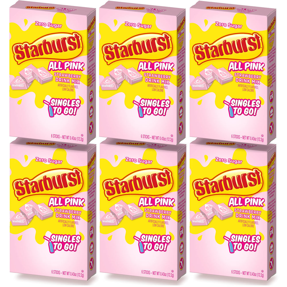SINGLES TO GO Starburst zero sugar strawberry box for easy on-the-go flavor.