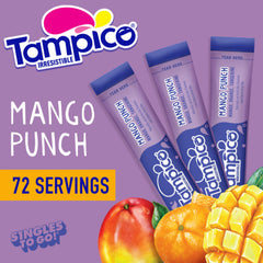 Close-up of Singles To Go Tampico Mango Punch stick showing easy mixing.