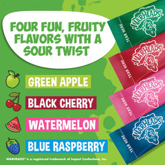 SINGLES TO GO Warheads Sour Blue Raspberry stick delivering bold, sugar-free taste.