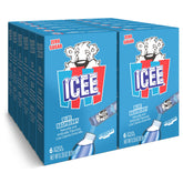 SINGLES TO GO! ICEE blue raspberry box front with six-packet packs for quick flavor.