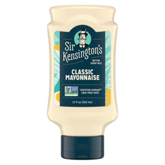 Sir Kensington's Classic Mayo bottle on a counter shows a clean ingredient approach for sandwiches.