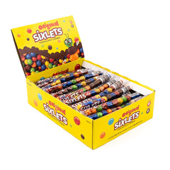 Sixlets Original chocolate candy 12-ball tube for party favors.