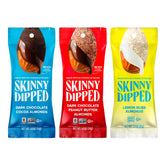 SKINNYDIPPED cocoa almond variety-pack bag—protein-rich, on-the-go snack.