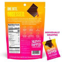 SkinnyDipped gooey caramel center close-up highlights indulgence with keto-friendly appeal.