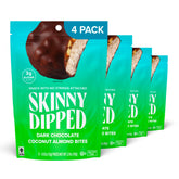 SkinnyDipped four-pack bags laid out for easy grab-and-go snacking