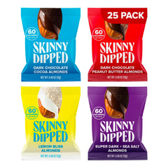 SKINNYDIPPED Snack Attack Minis almond variety pack for convenient on-the-go snacking.