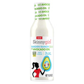 Skinnygirl Garden Ranch dressing bottle highlighting gluten-free, zero sugar characteristics.
