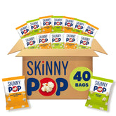 SkinnyPop Original popcorn bags close-up, light texture for quick, on-the-go snacking
